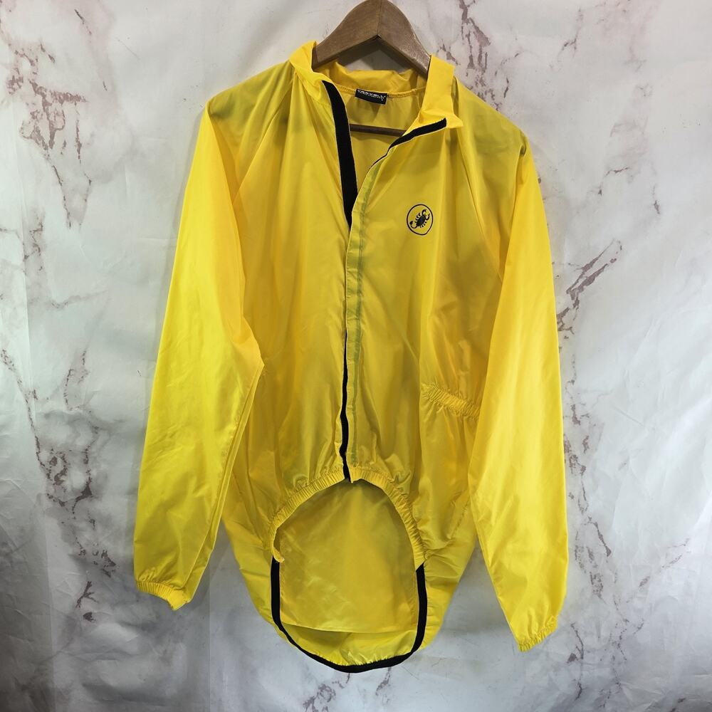 Castelli Jacket Size Large Yellow Cycling Shell Rain Wind Ultralight Triathlon